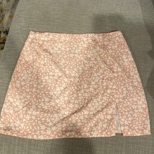 Pink & White Floral Mini Skirt